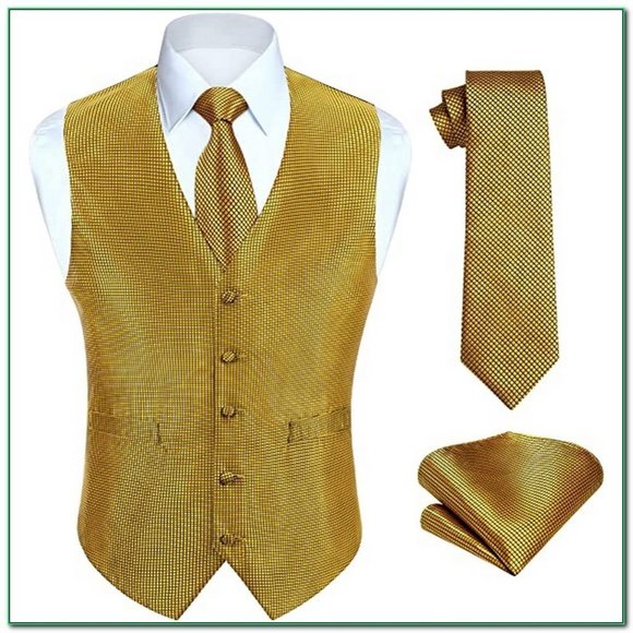 Men's Paisley Floral Jacquard Suit Vest, Gold-new